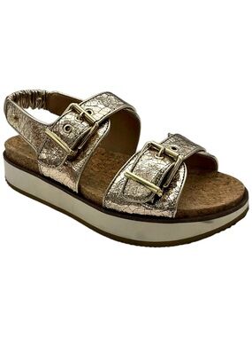 Vince Camuto Metallic Gold Buckle Platform Sandals